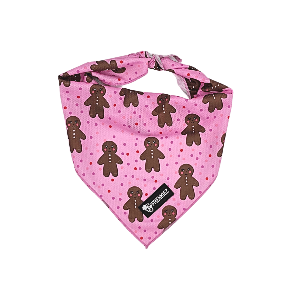 Frenkiez Christmas Bandana Pink Gingerbread Man Hondenkleding > bandana Small