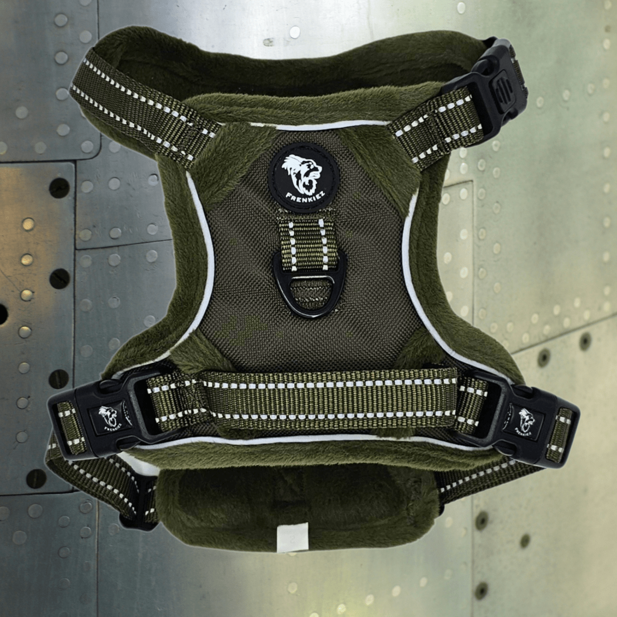 Frenkiez Teddy Reflective Y Tuig No Pull - Army Green Hondenharnas hondentuig > honden harnas > Y tuigen X - Small