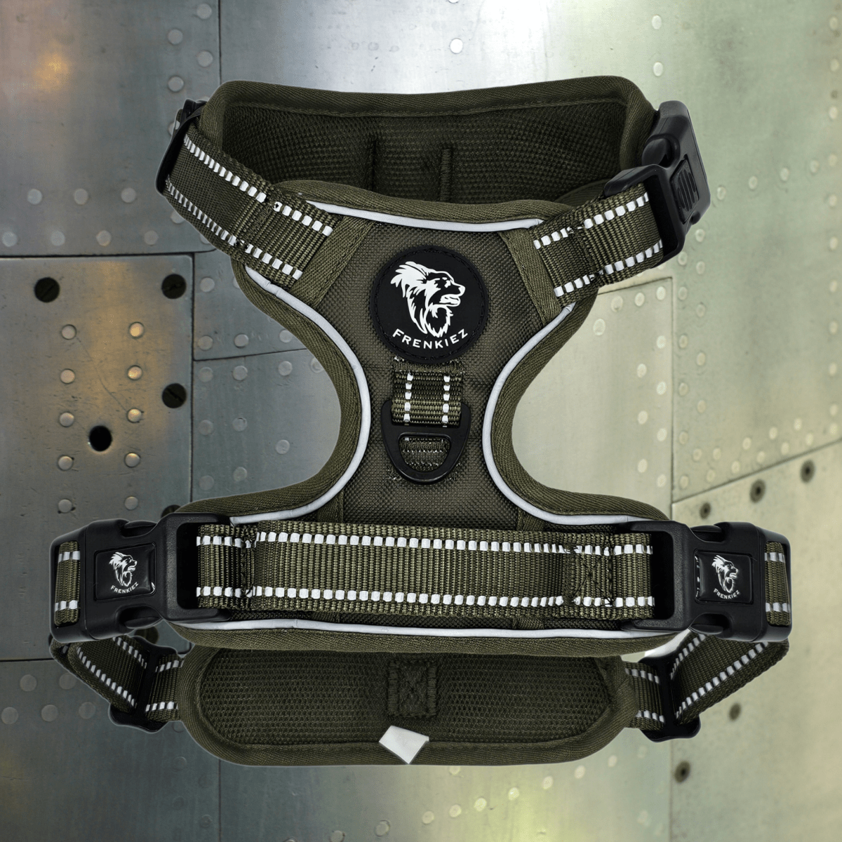 Frenkiez reflective Y tuig no pull dogharness New Army Green hondentuig > honden harnas > Y tuigen X - Small