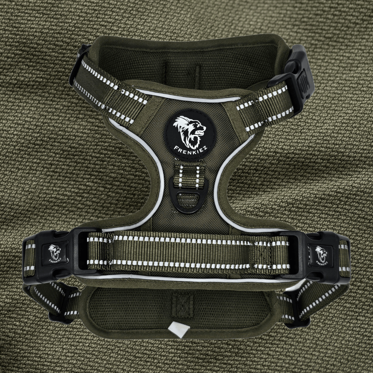 Frenkiez reflective Y tuig no pull dogharness New Army Green hondentuig > honden harnas > Y tuigen X - Small