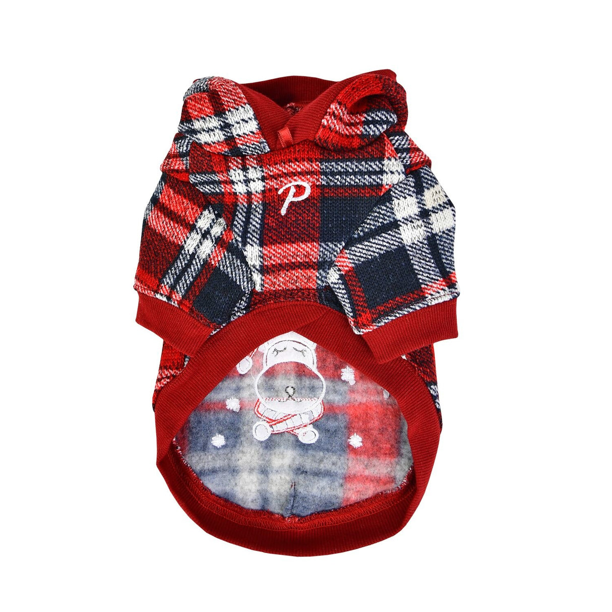 Puppia Blitzen Kerst Hoodie Checkered Red - Premium Hondenkleding > Hondentrui from Puppia - Just €20! Shop now at Frenkiezdogshop