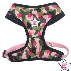 Pimp My Pug Harness Reversible Military Pink hondentuig > honden harnas Small