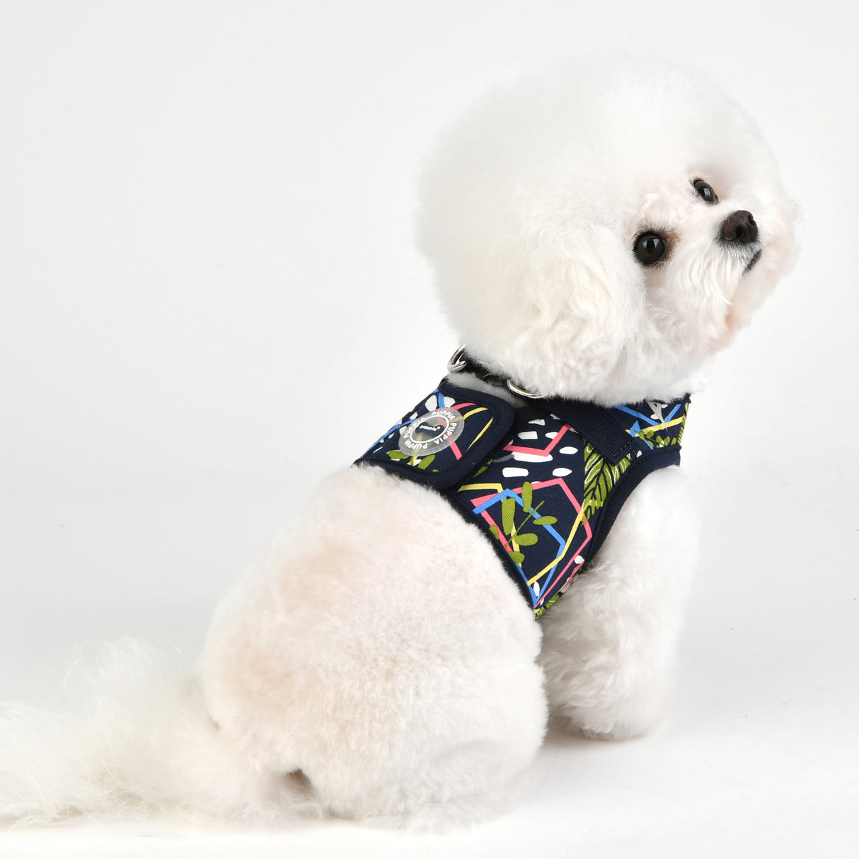 Puppia Harness model B Botanical Navy - Premium hondentuig > honden harnas from Puppia - Just €20! Shop now at Frenkiezdogshop