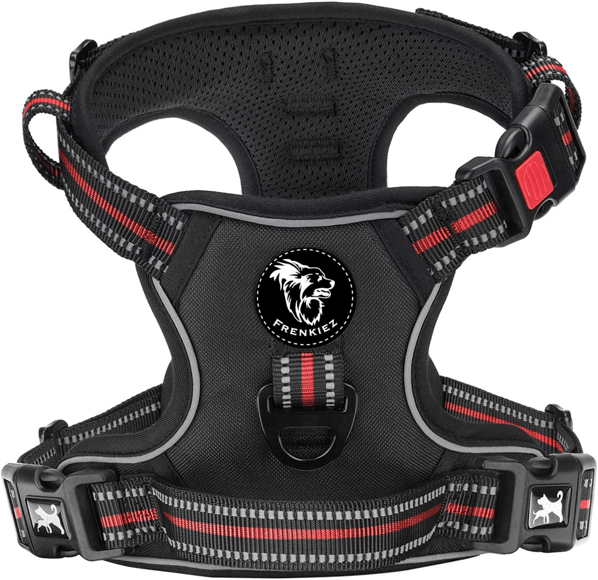 Frenkiez reflective Y tuig no pull dogharness black/red hondentuig > honden harnas > Y tuigen Small