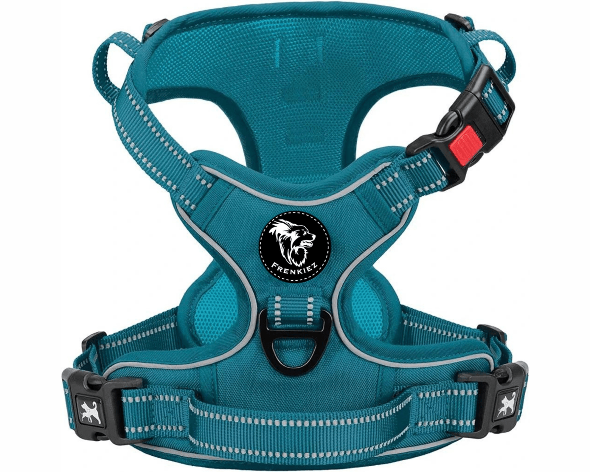 Frenkiez Y tuig dogharness reflective Petrol Blue ( matching straps ) hondentuig > honden harnas > Y tuigen Small