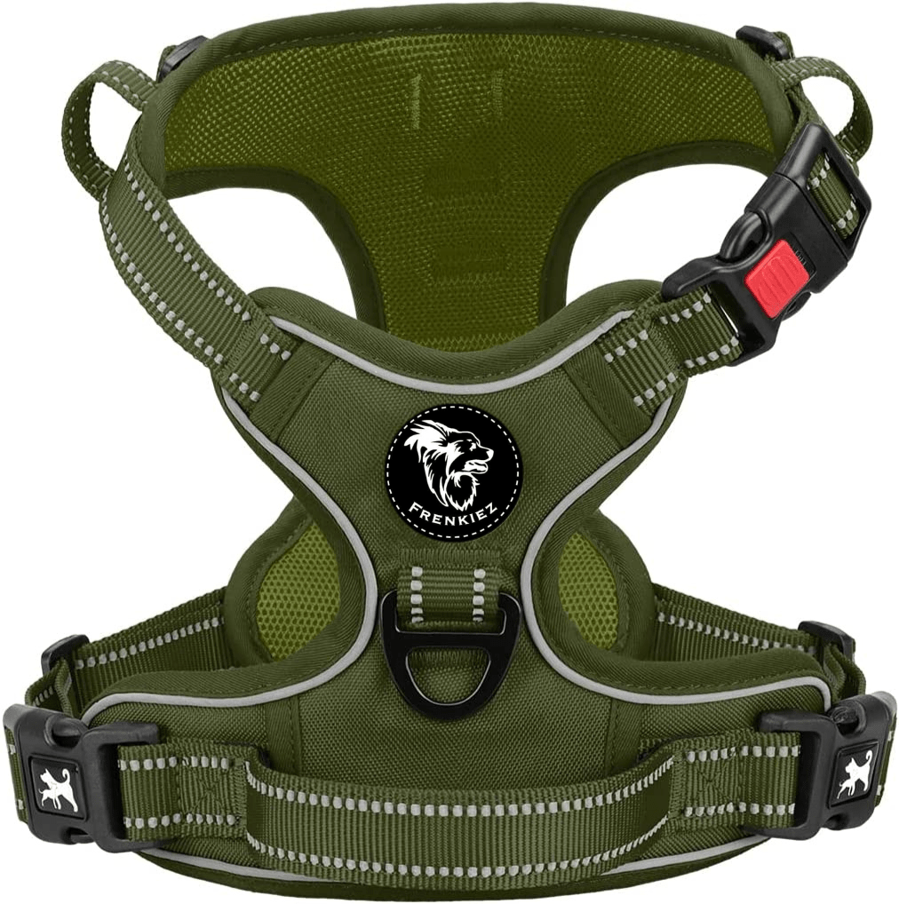 Frenkiez Y tuig dogharness reflective ( matching straps ) Military Green hondentuig > honden harnas > Y tuigen Small