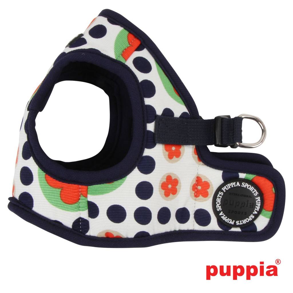 Puppia Blossom Vest Harness model B navy ( ALLEEN XSMALL & LARGE) - Premium hondentuig > honden harnas from Puppia - Just €20! Shop now at Frenkiezdogshop