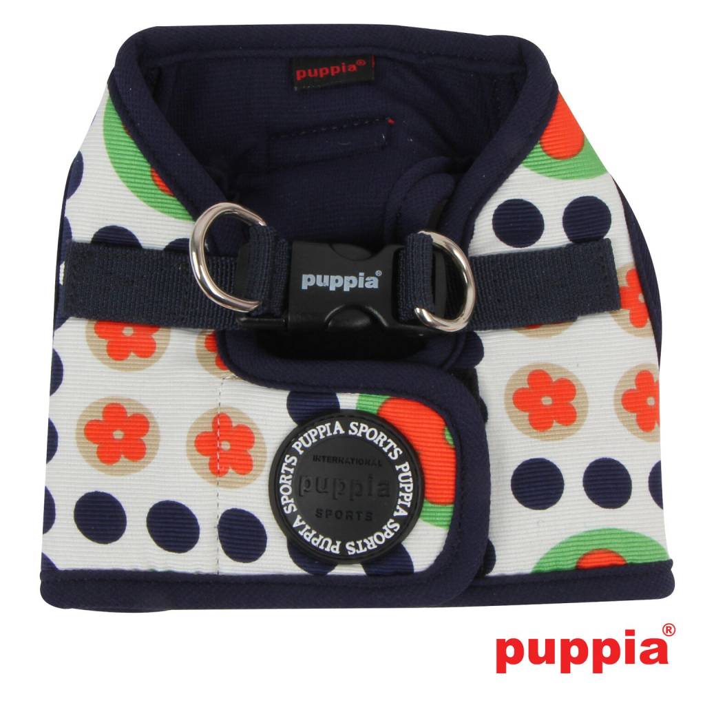 Puppia Blossom Vest Harness model B navy ( ALLEEN XSMALL & LARGE) - Premium hondentuig > honden harnas from Puppia - Just €20! Shop now at Frenkiezdogshop