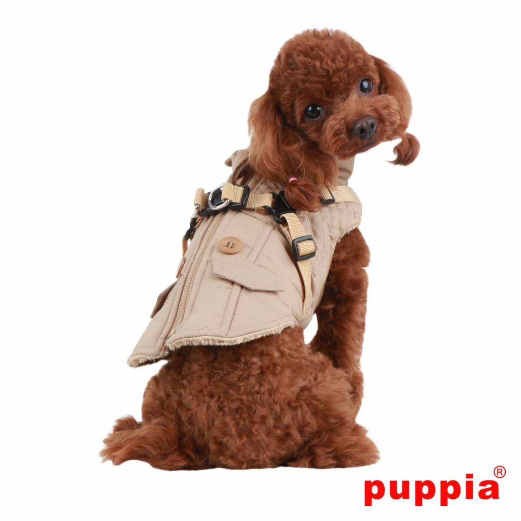 Puppia Wilkes Jacket Harness Beige - Premium Hondenkleding > hondenjas from Puppia - Just €77.99! Shop now at Frenkiezdogshop
