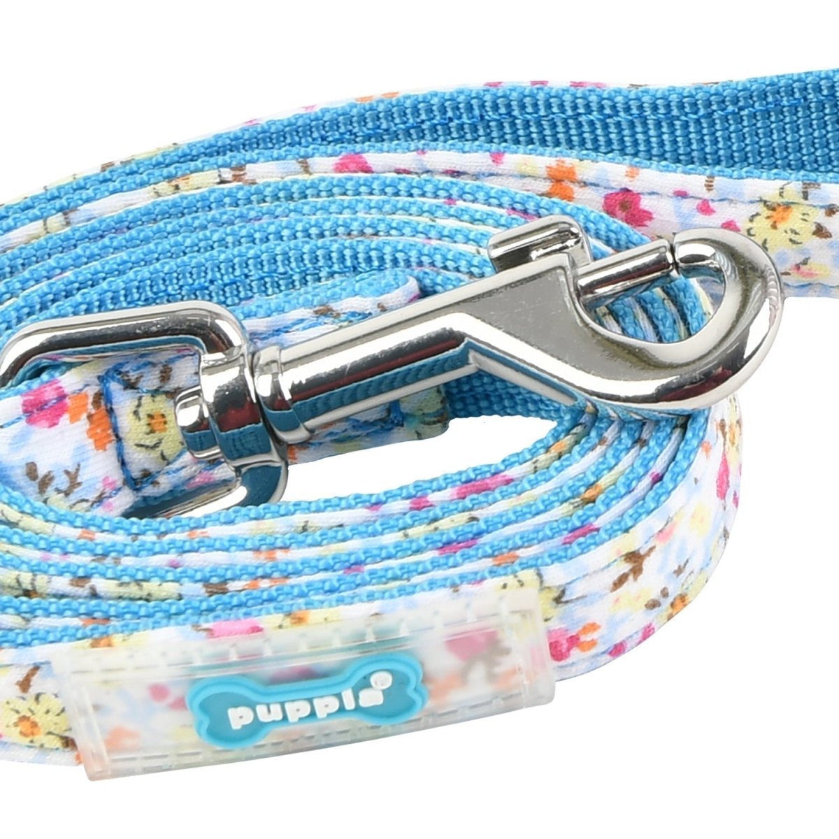 Puppia Wildflower Lijn Sky Blue hondenriem > hondenlijn Medium
