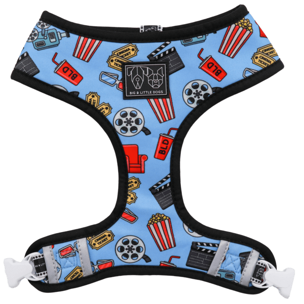 Big and Little Dogs Reversible Harness Lights, Camera, Action ( XS & M ) hondentuig > honden harnas > model A X - Small