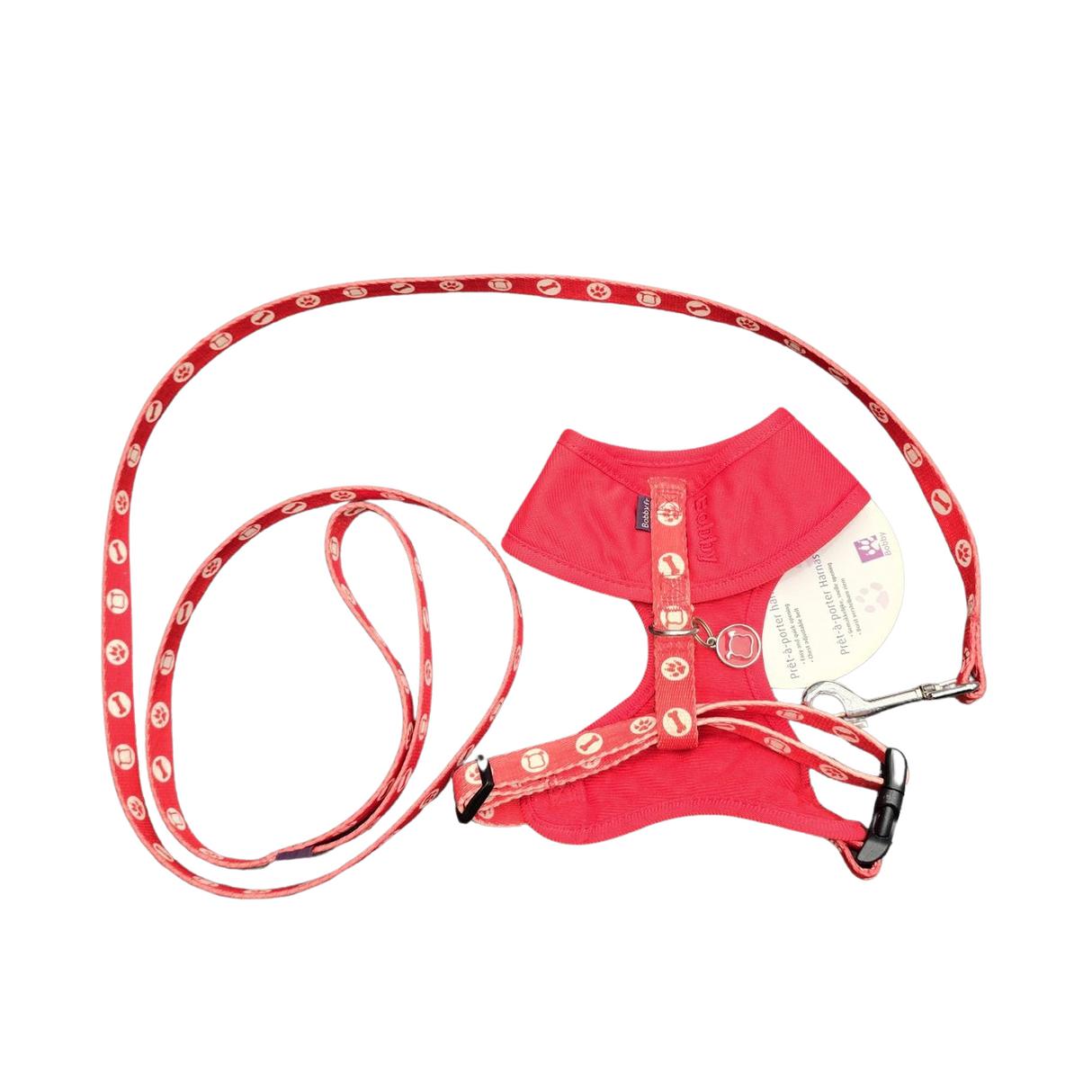 Bobby bones harness soft and leash set Red Small & Large Second chance