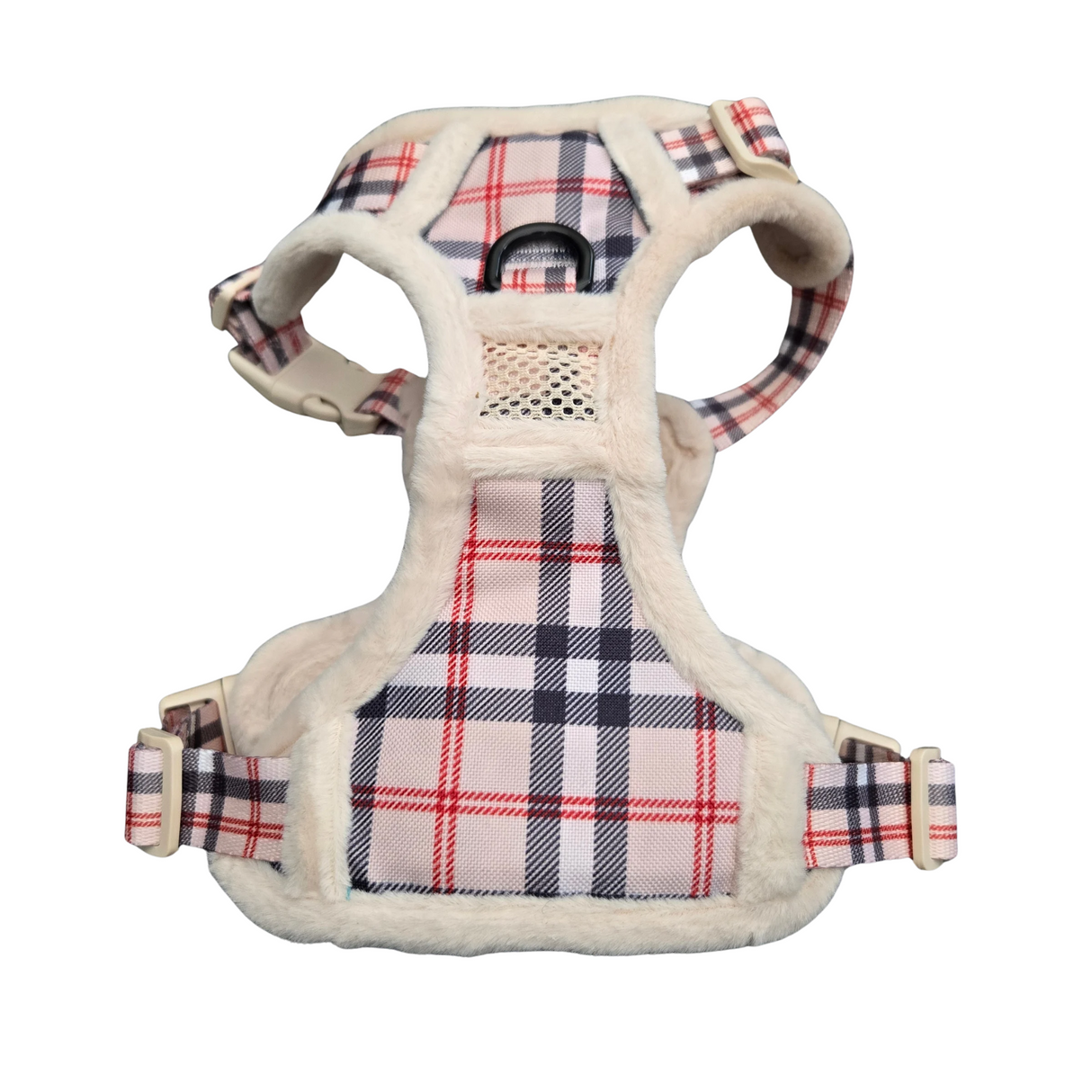 Frenkiez Teddy reflective Y tuig no pull dogharness Beige Plaid