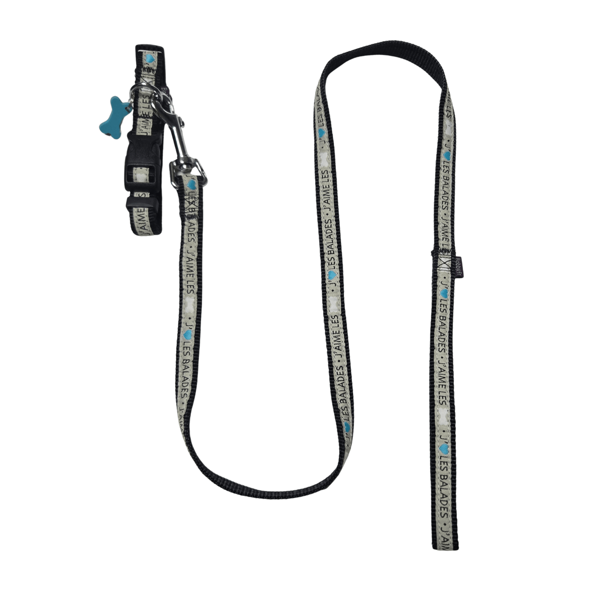 Bobby Yaimeles halsband en riem Grey tweedekans halsband > hondenhalsband Set X - Small