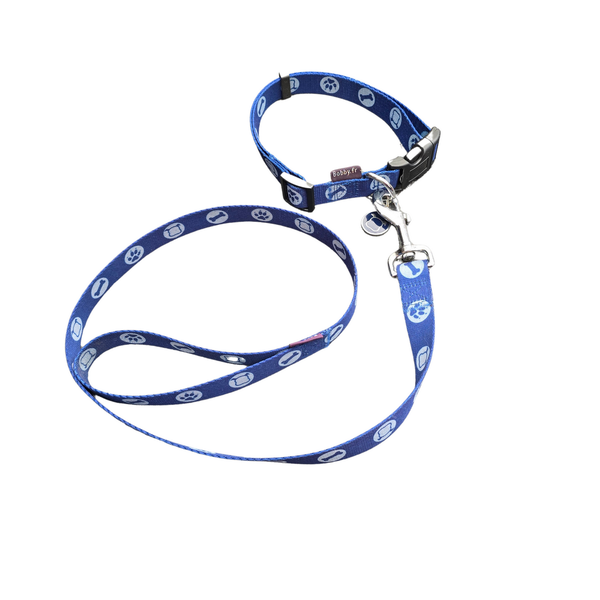 Bobby Bones collar and leash Blue second chance