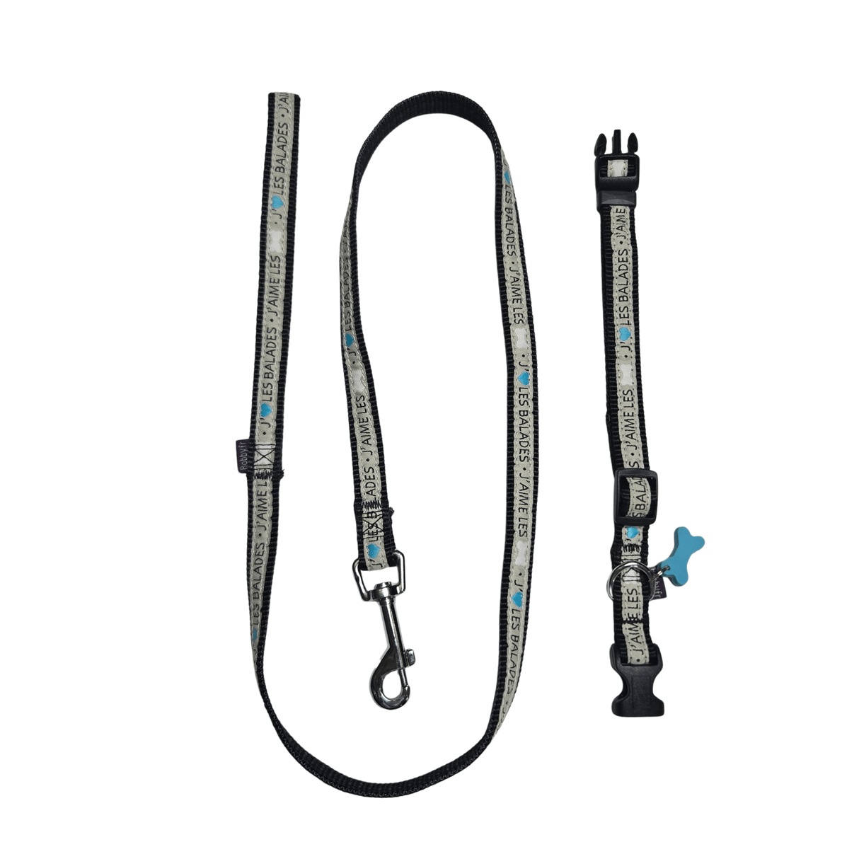 Bobby Yaimeles halsband en riem Grey tweedekans halsband > hondenhalsband Set X - Small