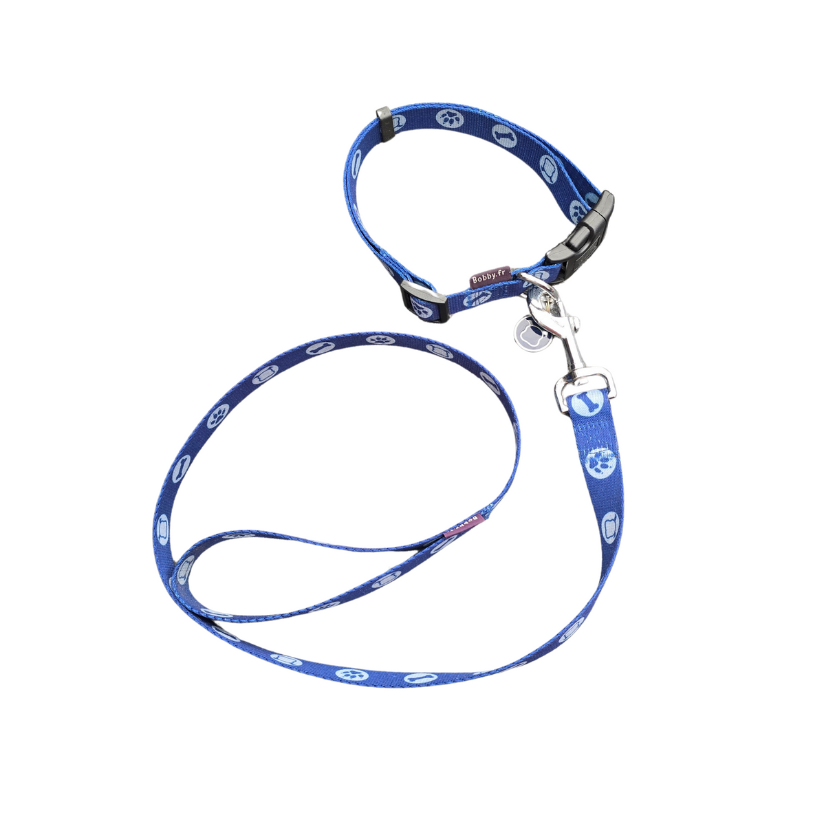 Bobby Bones collar and leash Blue second chance