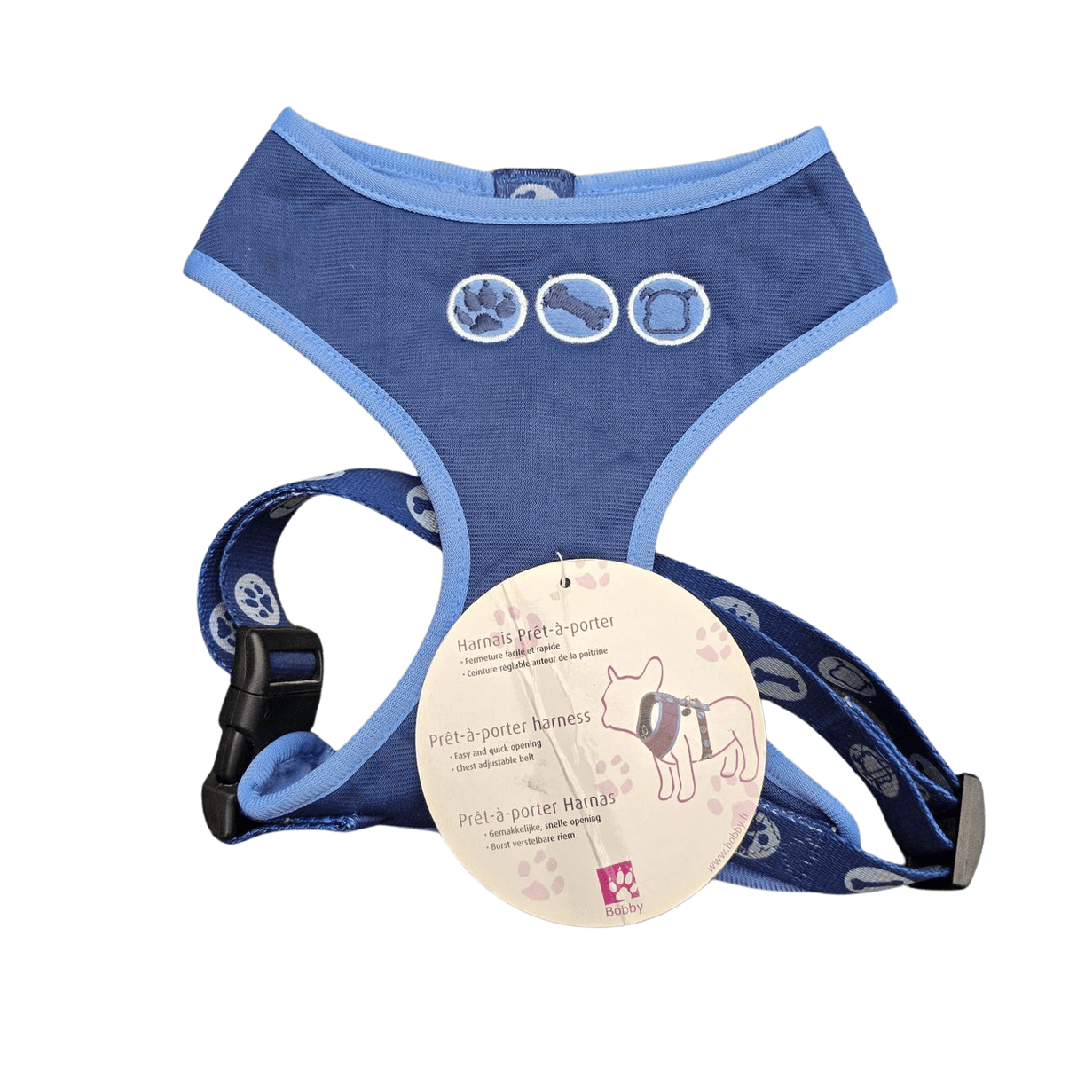 Bobby bones harness soft Blue large hondentuig > honden harnas > model A X - Small