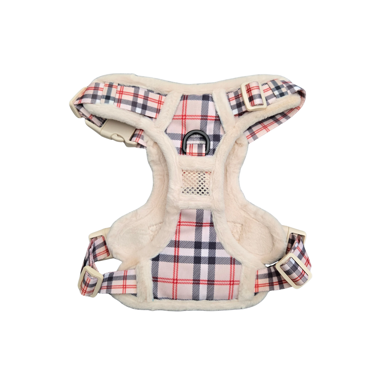 Frenkiez Teddy reflective Y tuig no pull dogharness Beige Plaid