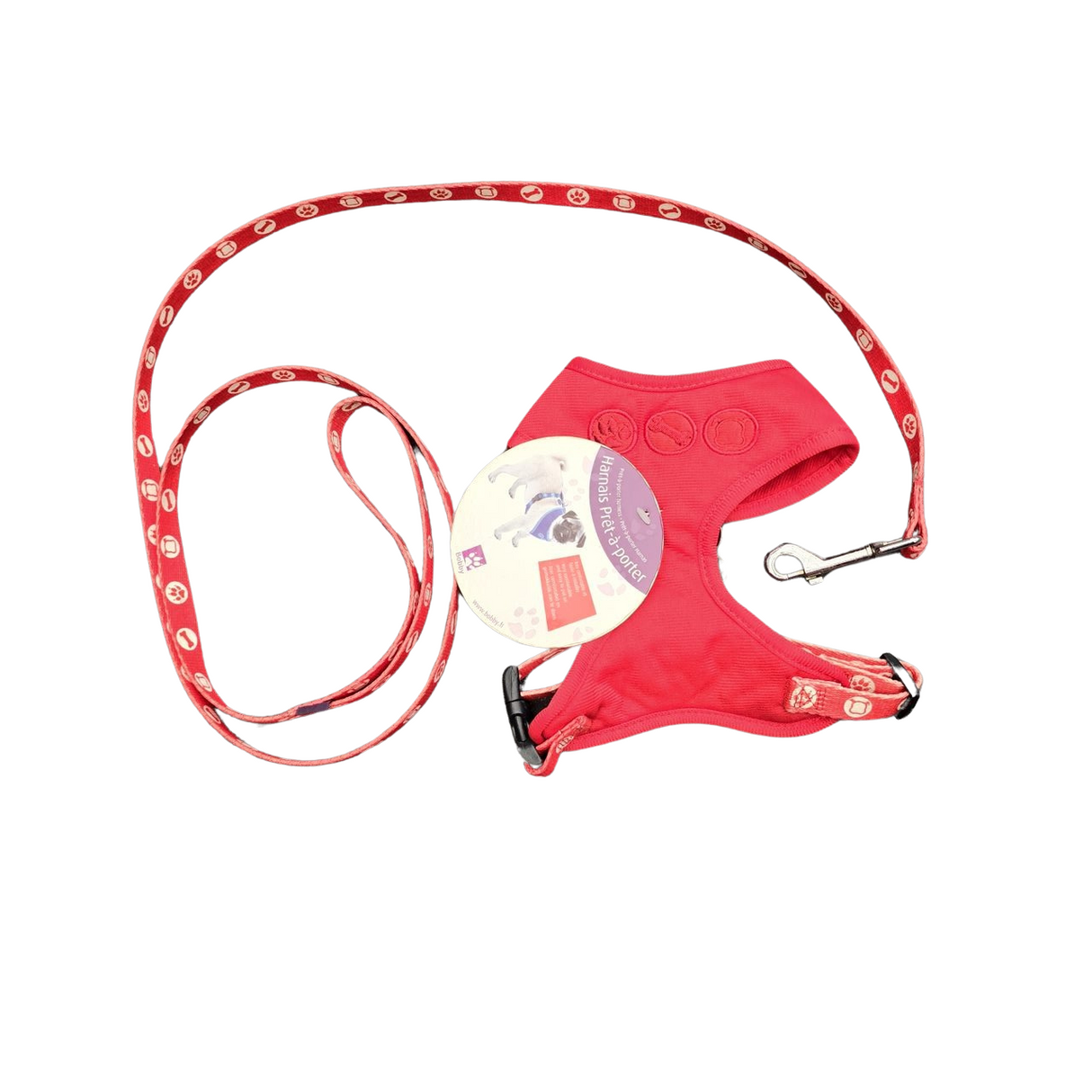 Bobby bones harness soft and leash set Red Small & Large Second chance