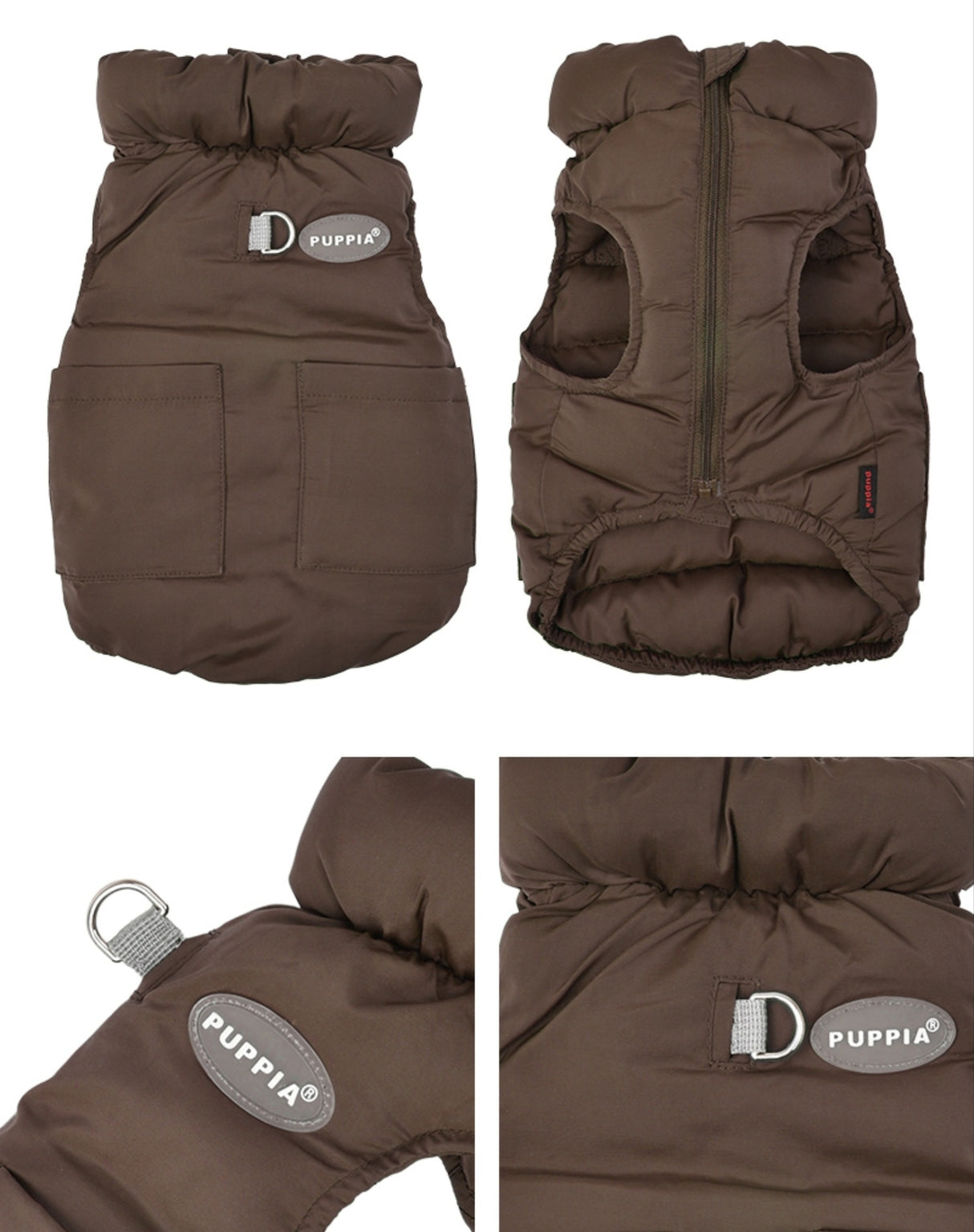 Puppia Puffer Vest Harness Jumper Brown - Premium Hondenkleding > Hondentrui from Puppia - Just €50! Shop now at Frenkiezdogshop