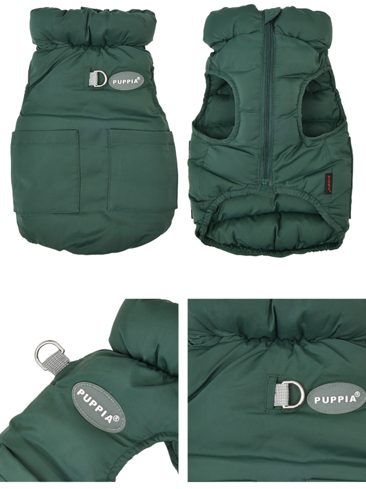 Puppia Puffer Vest Harness Jumper Green - Premium Hondenkleding > hondenjas from Puppia - Just €50! Shop now at Frenkiezdogshop