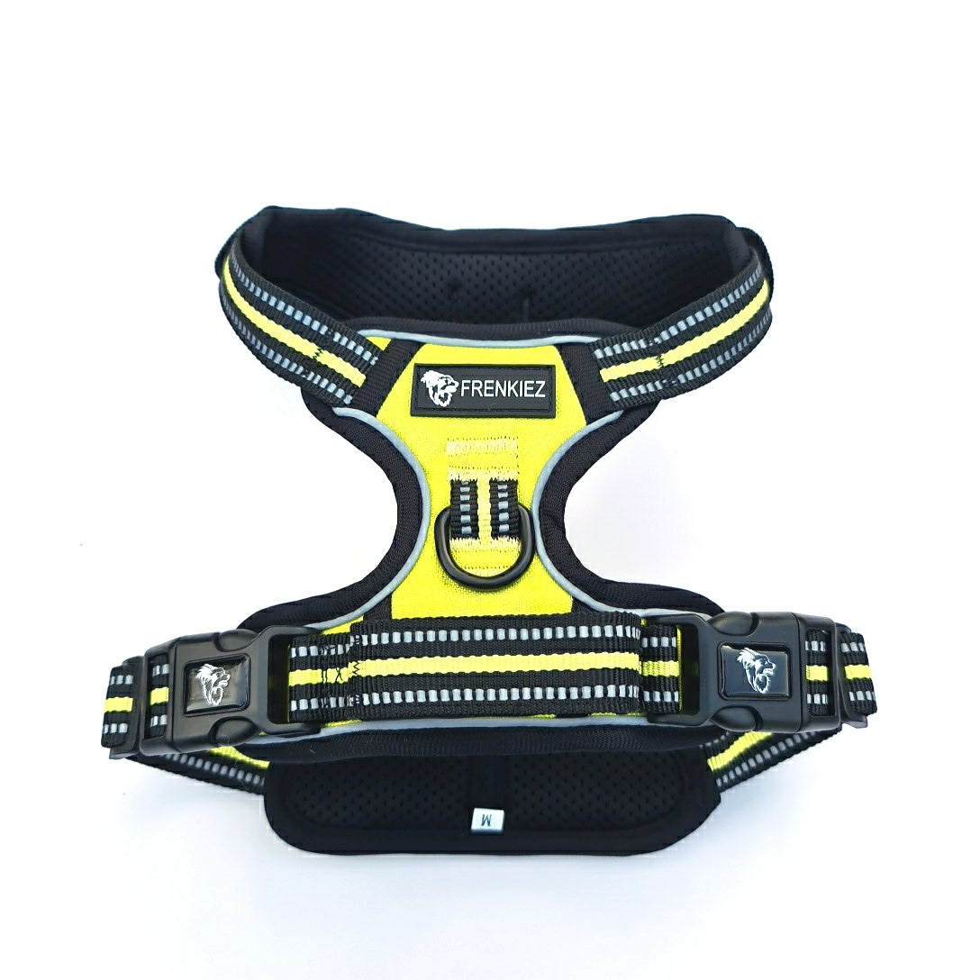 Frenkiez reflective basic dog harness yellow/green - Premium hondentuig > honden harnas from Frenkiez - Just €5! Shop now at Frenkiezdogshop