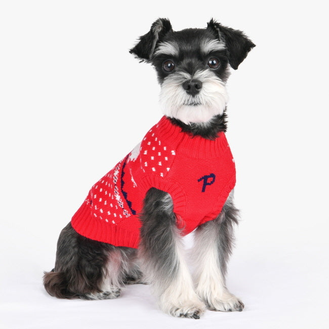 Puppia Winter Sweater Dyani Red - Premium Hondenkleding > Hondentrui from Puppia - Just €25! Shop now at Frenkiezdogshop