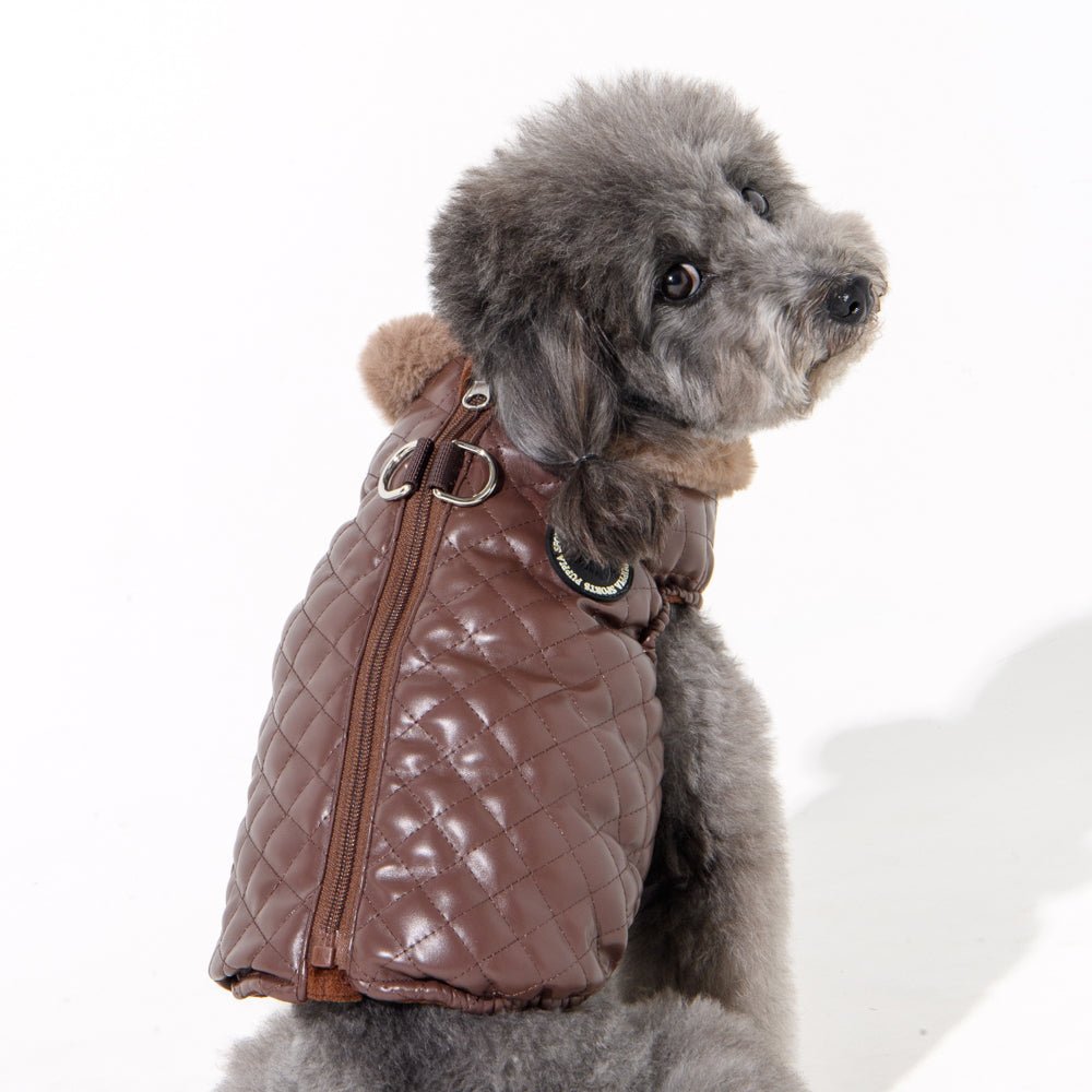 Puppia Dia Quilted Vest Jumper harnas hondenjas Brown Hondenkleding > hondenjas Small