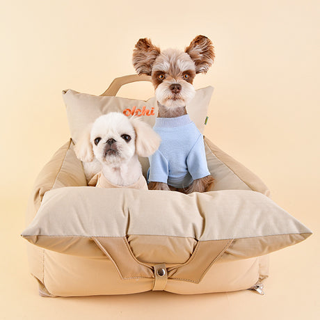 Puppia Olchi Carseat Carrier Beige - Premium Autostoel > hondenstoel from Puppia - Just €117.99! Shop now at Frenkiezdogshop