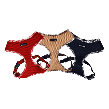 Puppia Vivien Check Harness model A wine hondentuig > honden harnas > model A X - Small