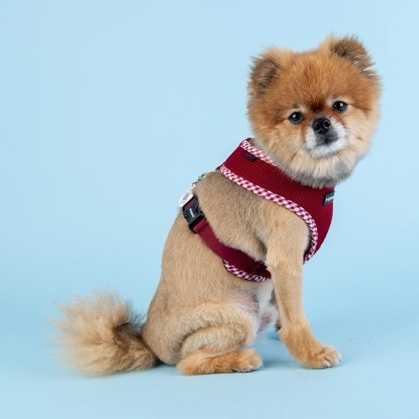 Puppia Vivien Check Harness model A wine - Premium hondentuig > honden harnas from Puppia - Just €21.99! Shop now at Frenkiezdogshop