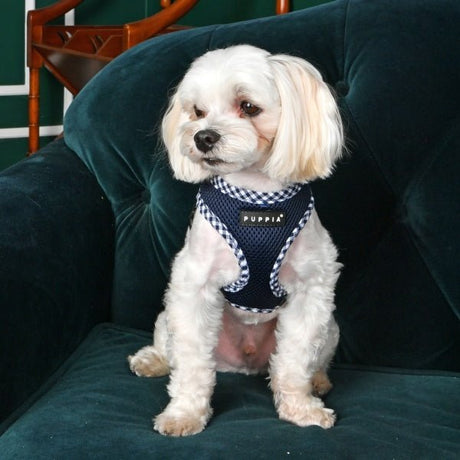 Puppia Vivien Check Harness model A navy hondentuig > honden harnas > model A X - Small
