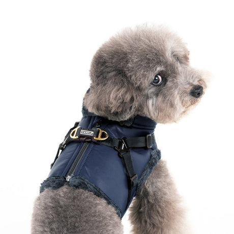 Puppia Wynter Vest Harness – Model V Navy hondentuig > honden harnas > overige modellen Small