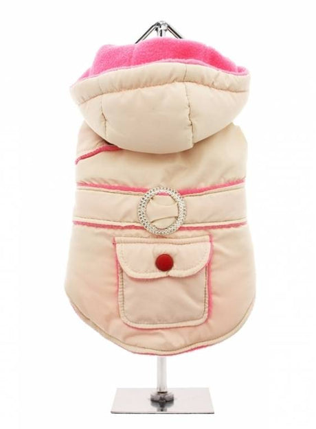 Urban Pup Cream / Pink Quilted & Hooded Bodywarmer - Premium Hondenkleding > hondenjas from Urban Pup - Just €29.99! Shop now at Frenkiezdogshop