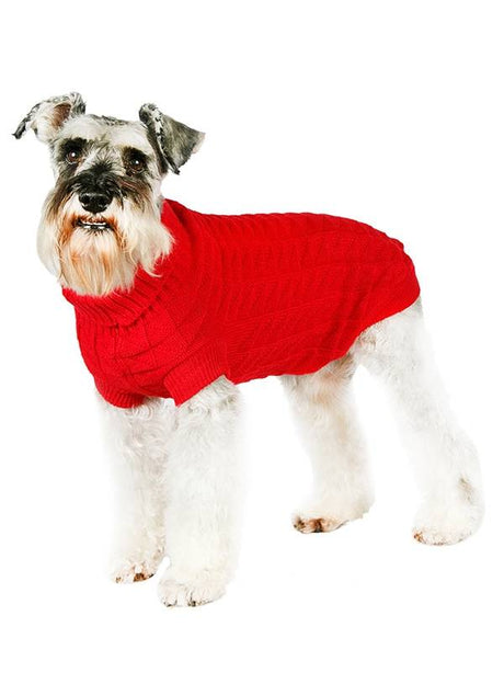 Urban Pup Red Waffle Textured Knitted Sweater Hondenkleding > Hondentrui X - Small