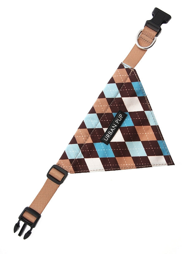 Urban Pup Brown & Blue Argyle Bandana - Premium Hondenkleding > bandana from Urban Pup - Just €14.99! Shop now at Frenkiezdogshop