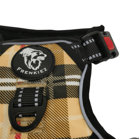 Frenkiez reflective Y tuig no pull dogharness barkberry beige hondentuig > honden harnas > Y tuigen X - Small