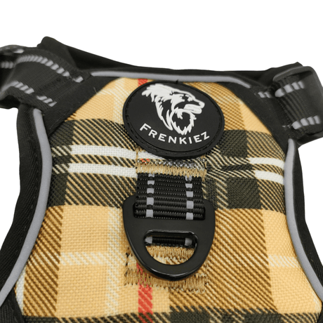 Frenkiez reflective Y tuig no pull dogharness barkberry beige hondentuig > honden harnas > Y tuigen X - Small