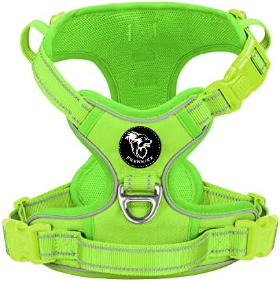 Frenkiez Y tuig dogharness reflective Neon Green ( matching straps ) - Premium hondentuig > honden harnas from Frenkiez - Just €34.99! Shop now at Frenkiezdogshop