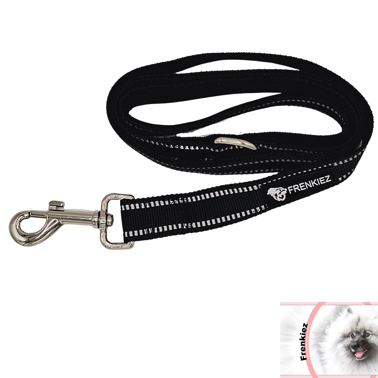 Frenkiez reflective basic dog leash black - Premium hondenriem > hondenlijn from Frenkiez - Just €5! Shop now at Frenkiezdogshop