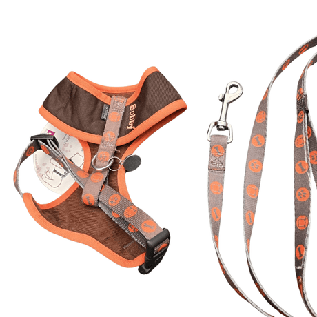 Bobby bones harness soft en lijn set Brown Small & Large Tweedekans hondentuig > honden harnas > model A X - Small