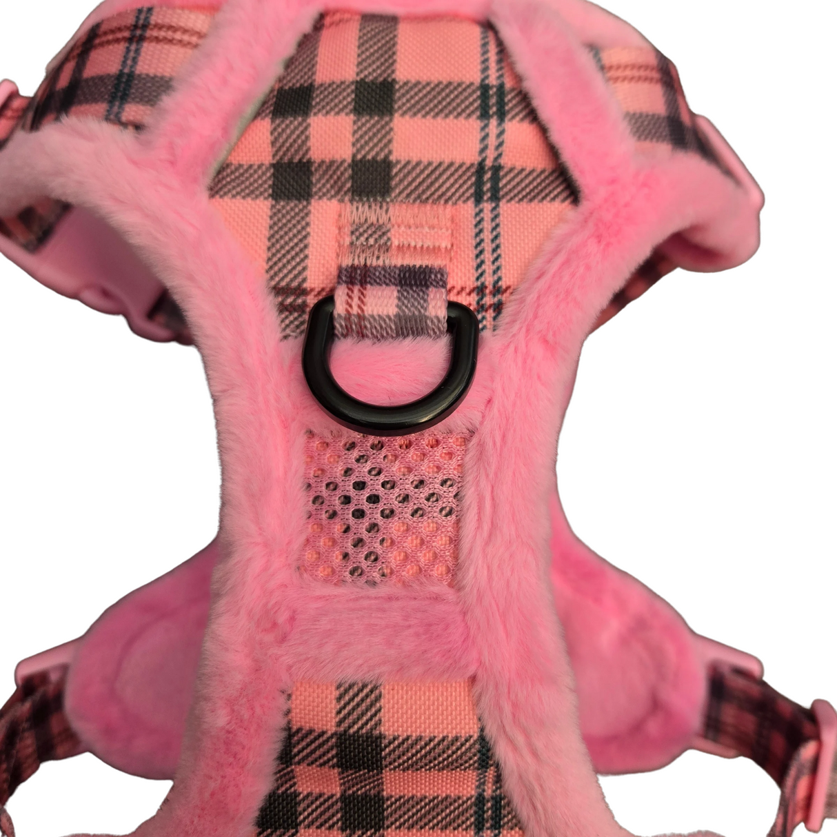 Frenkiez Teddy reflective Y tuig no pull dogharness Pink Plaid