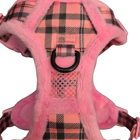 Frenkiez Teddy reflective Y tuig no pull dogharness Pink Plaid