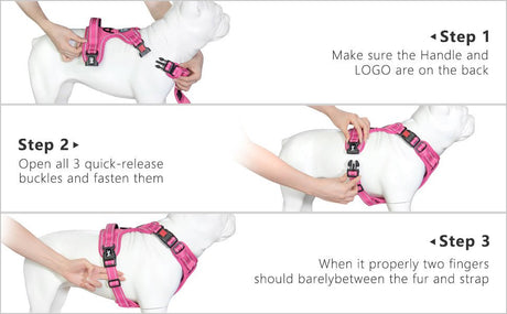 Frenkiez Y tuig dogharness reflective Pink ( matching straps ) hondentuig > honden harnas > Y tuigen Small