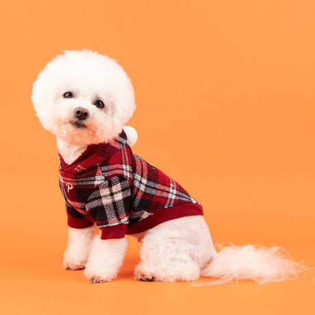 Puppia Blitzen Kerst Hoodie Checkered Red Hondenkleding > Hondentrui Small