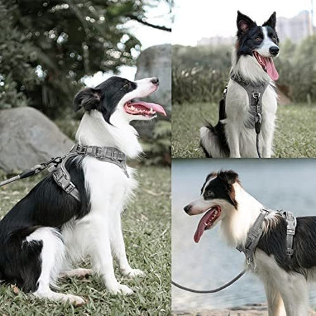 Frenkiez Y tuig dogharness reflective Grey ( matching straps ) hondentuig > honden harnas > Y tuigen Small