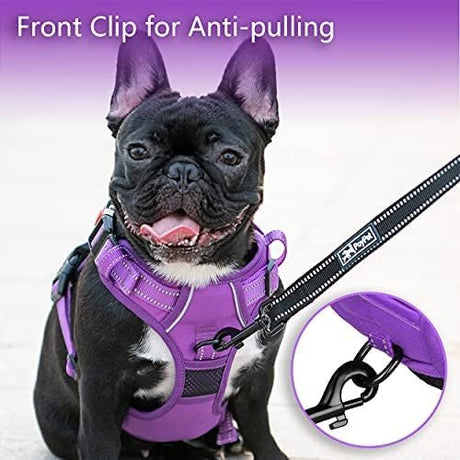 Frenkiez Y tuig dogharness reflective Purple ( matching straps ) hondentuig > honden harnas > Y tuigen Small