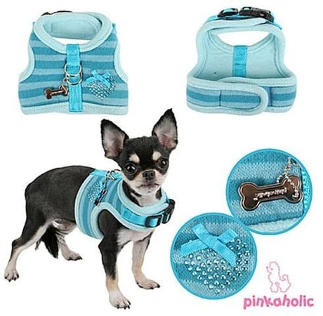 Pinkaholic Bubbly Pinka Harness Sky Blue & Indian Pink hondentuig > honden harnas > model B X - Small - Indian Pink