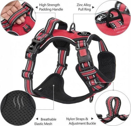 Frenkiez reflective Y tuig no pull dogharness Red hondentuig > honden harnas > Y tuigen X - Small